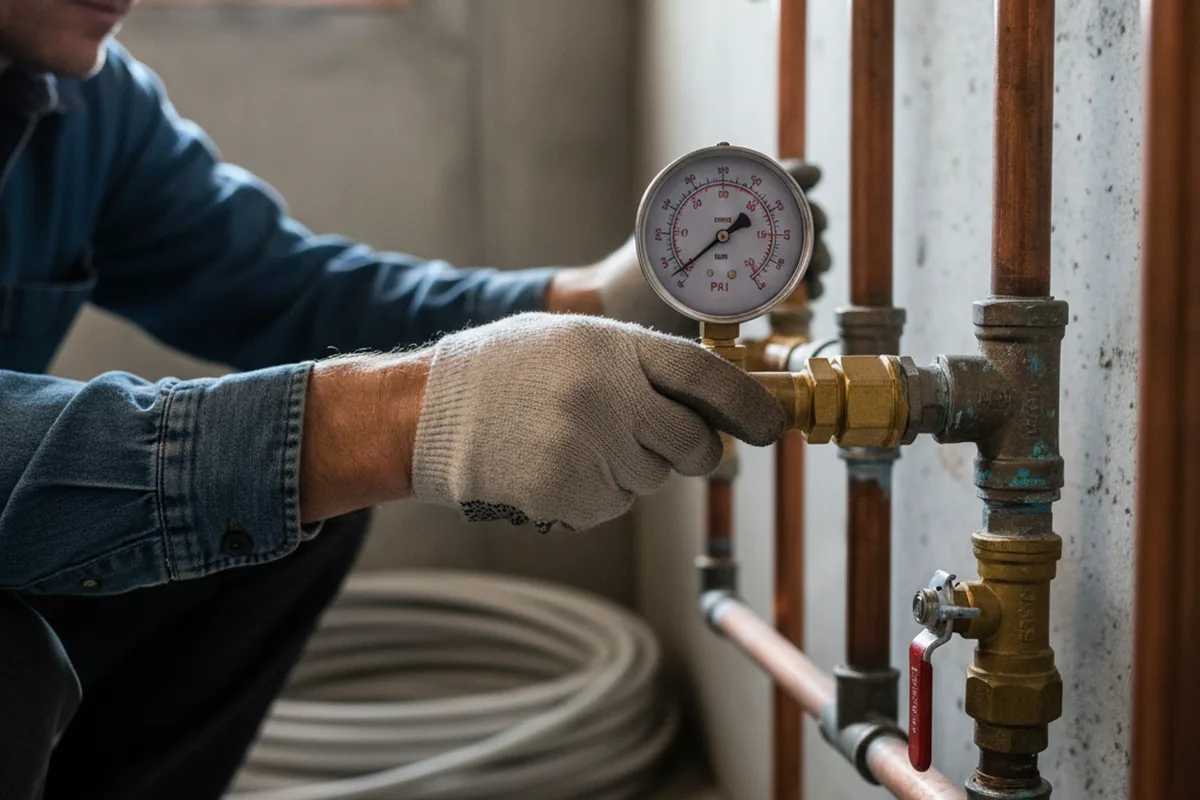 Pressure testing a repaired line during Water Line Repair in Sebring